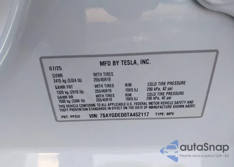 2026 Tesla Model Y Long Range Dual Motor All-Wheel Drive from USA, damaged, VIN 7SAYGDED0TA452117